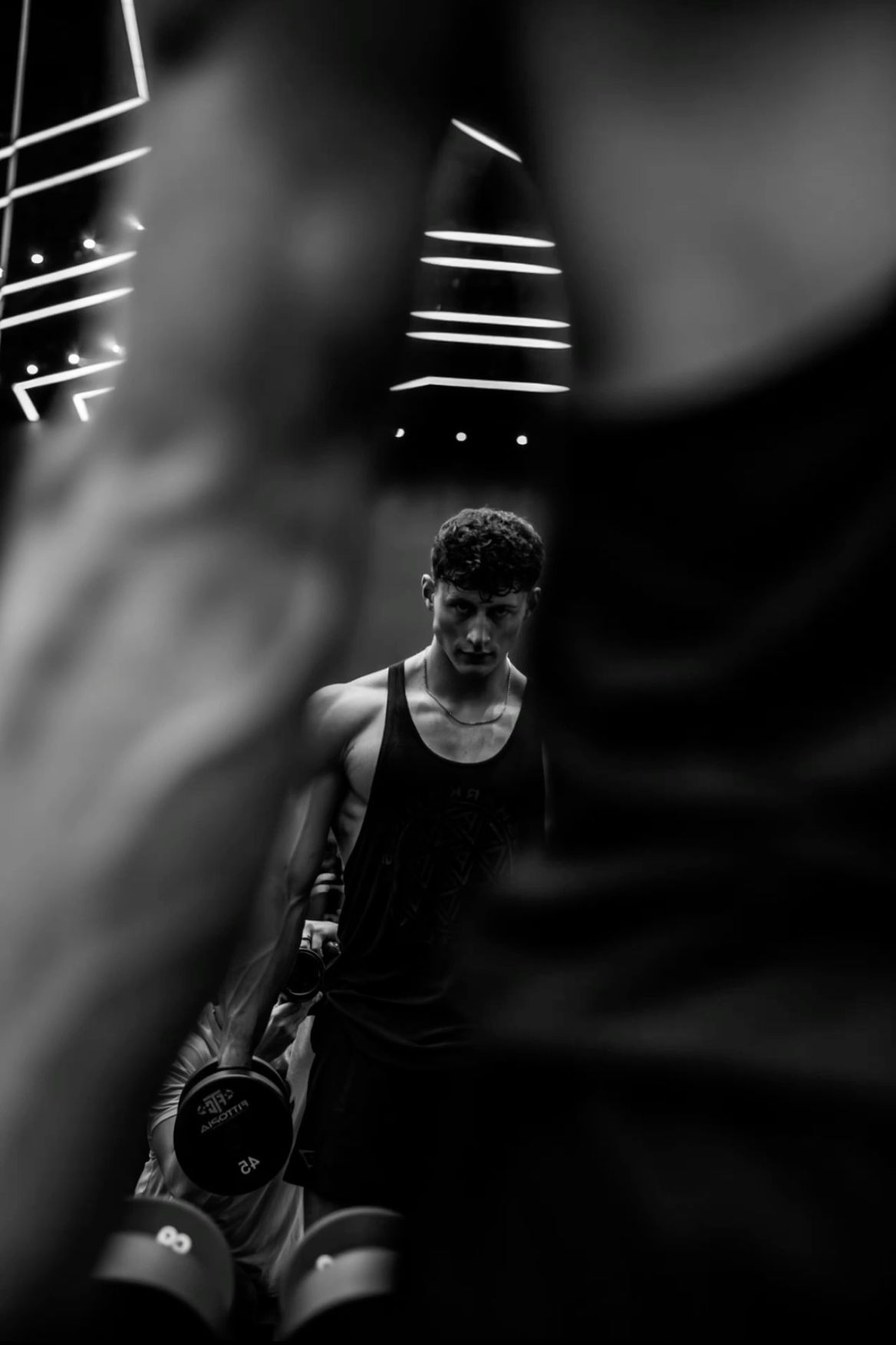 Dramatic black-and-white athlete photography from the GRIT Fitness content campaign